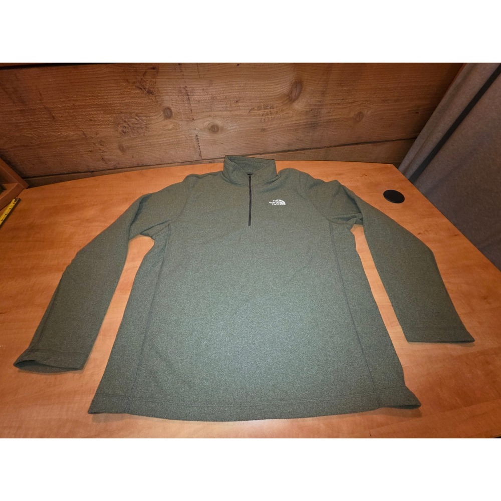 The North Face Gordon Lyons Quarter Zip Fleece Pullover Mens L‎ Heathered Green